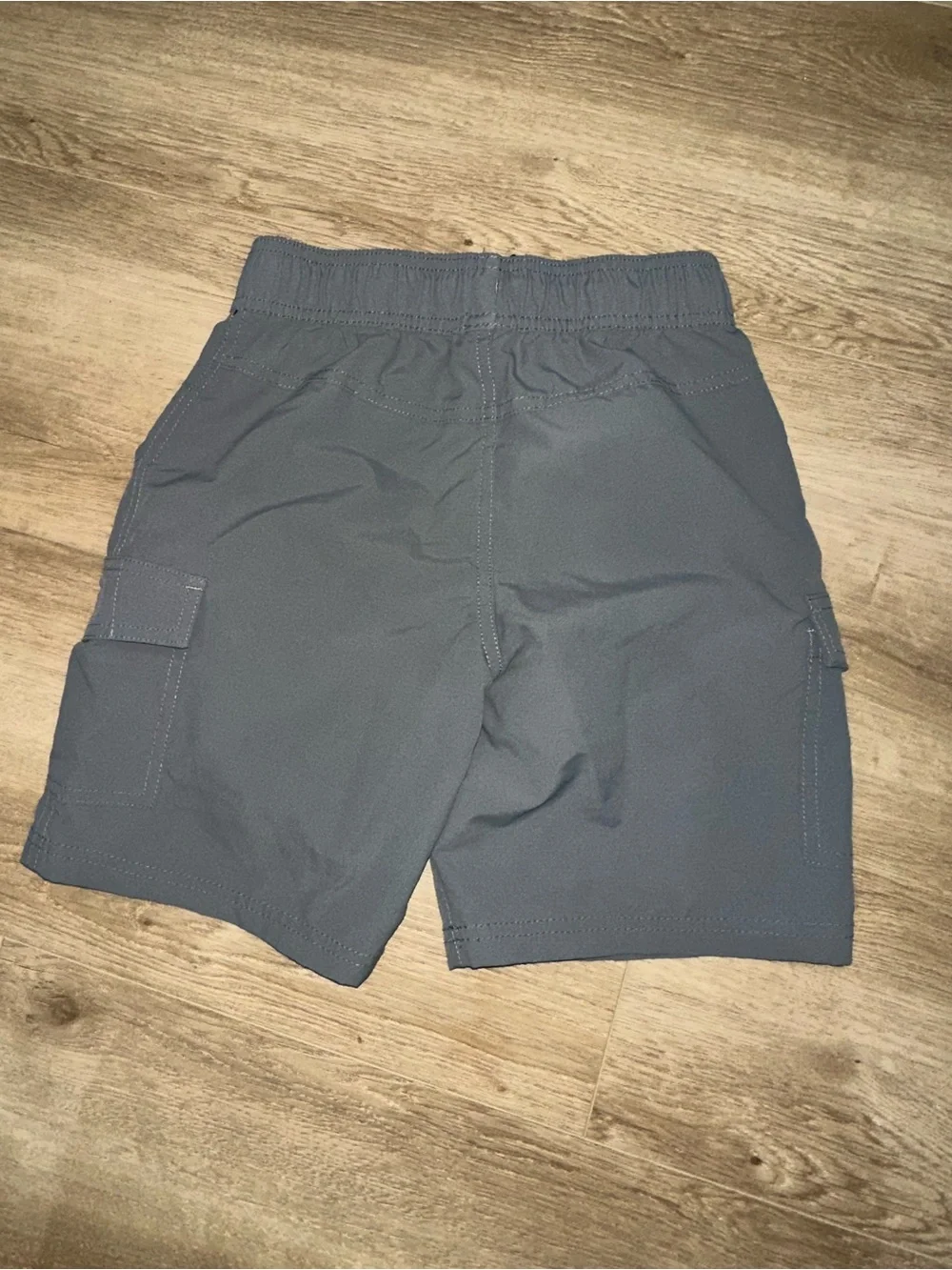 KIDS Gray Cargo Swim Shorts with Drawstring